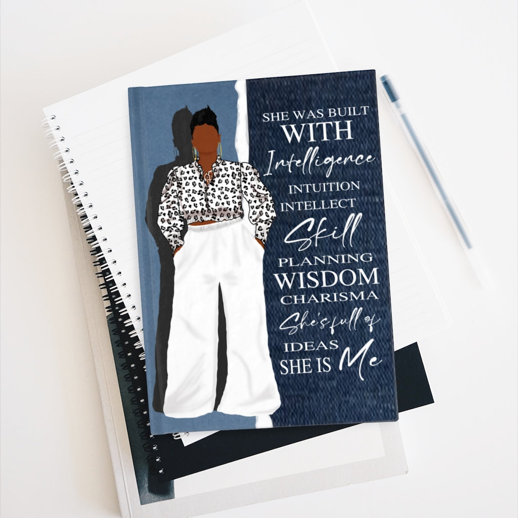 She Was Built With Intelligence Hardcover Journal - Ruled Line