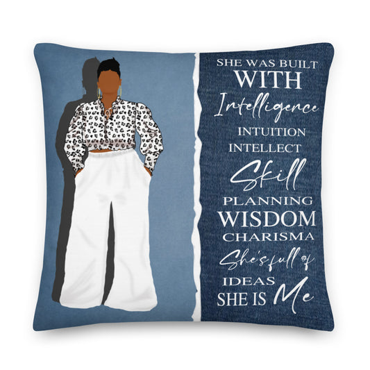 She Was Built With Intelligence Premium Throw Pillow